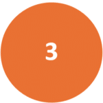 orange circle containing a white number three